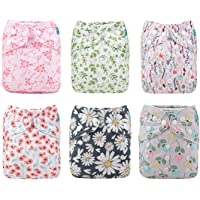 Alva Baby - 6 Pañales de tela con 12 absorbentes reutilizables- lavables a máquina 6DM15. Talla:All in one
